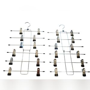 Pants Hangers with Clips,Space Saving Hanging Closet Organizer-6 Tiers Set Of 2